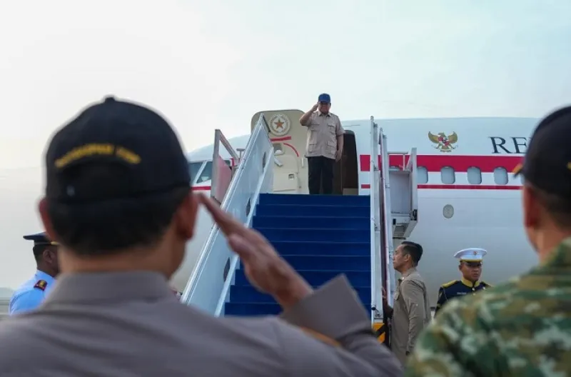 Presiden Prabowo Subianto bertolak menuju Provinsi Gorontalo dalam rangka kunjungan kerja pada Rabu, 24 Juni 2026