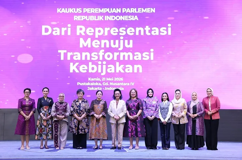 Ketua DPR RI Dr. (H.C.) Puan Maharani, dalam forum diskusi bertajuk Perempuan di Parlemen: Dari Representasi Menuju Transformasi Kebijakan yang digelar KPPRI di Gedung DPR RI, Kompleks Parlemen, Senayan, Jakarta, Kamis (21/5/2026)