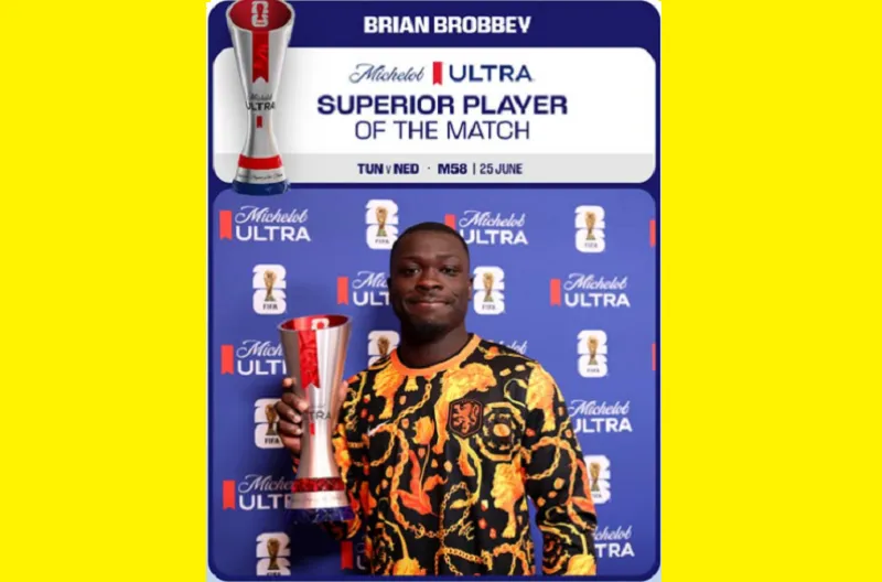 Pemain Terbaik Pertandingan Michelob Ultra Superior, Brian Brobbey (Belanda)