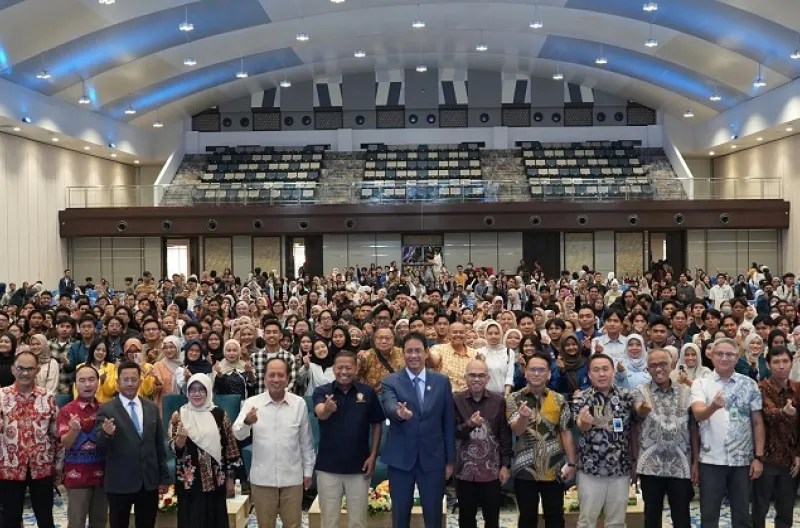 Menkeu saat memberikan kuliah umum bertajuk APBN untuk Indonesia Maju: Menjaga Stabilitas, Mendorong Pertumbuhan, dan Pembangunan di Universitas Diponegoro, Semarang, Jawa Tengah, Jumat (3/7)
