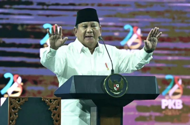 Presiden Prabowo Subianto menghadiri peringatan Hari Lahir (Harlah) Partai Kebangkitan Bangsa (PKB) ke-28 yang digelar di Jakarta International Convention Center (JICC), Jakarta, pada Kamis, 23 Juli 2026