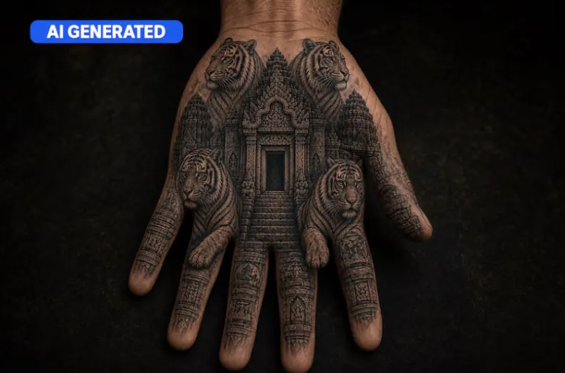 Desain tato yang dihasilkan AI terkadang terlalu detail atau mengandung kesalahan, seperti menambahkan jari tambahan.