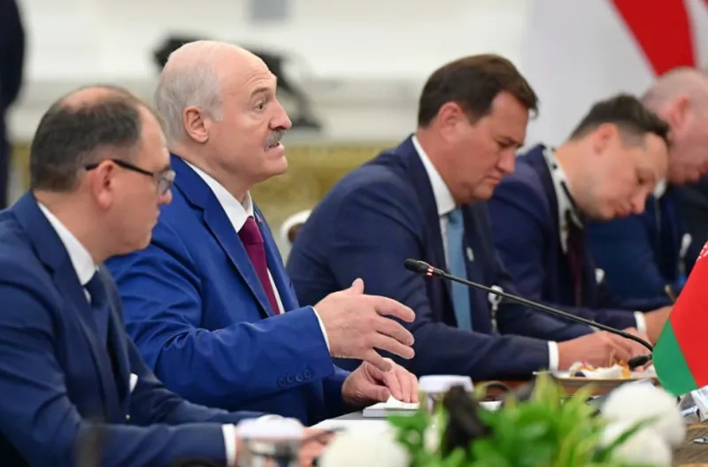 Presiden Republik Belarus Aleksandr Lukashenko dalam pertemuan bilateral Indonesia-Belarus dalam kunjungan kenegaraannya di Istana Merdeka, Jakarta, pada Kamis, 2 Juli 2026.