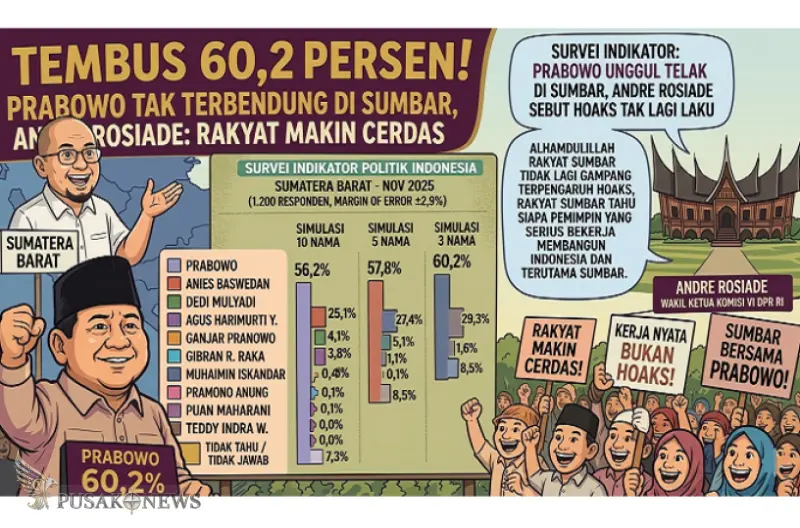 Elektabilitas Prabowo Tembus 60,2 Persen di Sumbar, Dukungan Publik Dinilai Kian Menguat