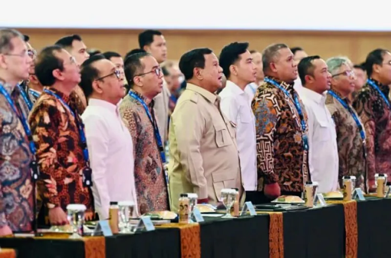 Presiden Prabowo pada Sarasehan Kebangsaan Konvensi Sains, Teknologi, dan Industri Indonesia (KSTI) Tahun 2026 yang digelar di Jakarta International Convention Center (JICC), Jakarta, pada Jumat, 26 Juni 2026.