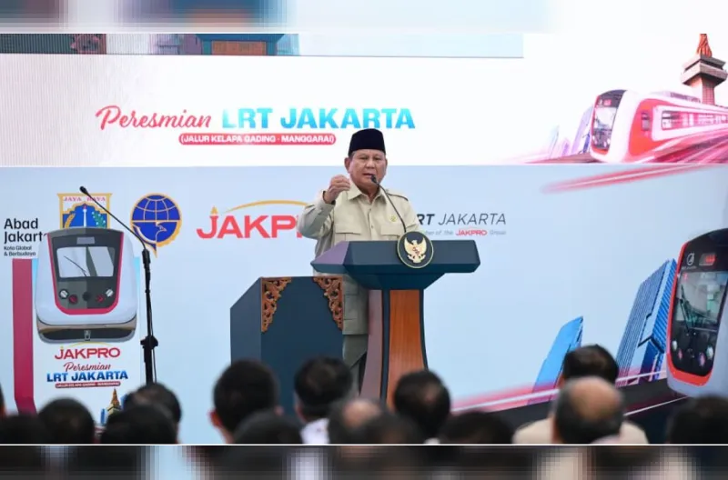 Presiden Prabowo Subianto meresmikan LRT Jakarta Jalur Kelapa Gading–Manggarai di Stasiun LRT Manggarai, Jakarta Selatan, pada Rabu, 16 September 2026