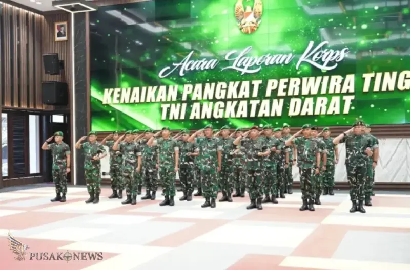 Sebanyak 28 Perwira Tinggi (Pati) TNI Angkatan Darat resmi menerima kenaikan pangkat dalam Upacara Korps Kenaikan Pangkat
©PusakoNews.com/red