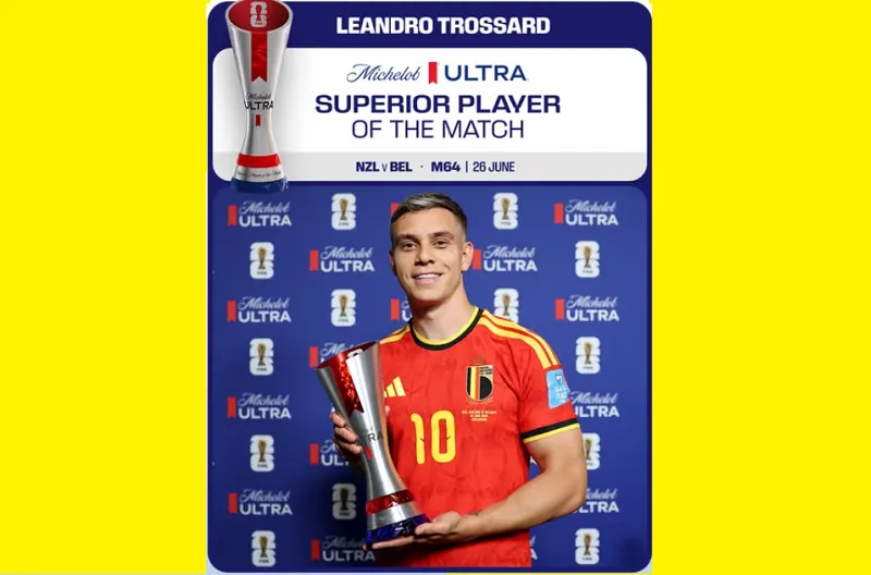 Pemain Terbaik Pertandingan Michelob Ultra Superior, Leandro Trossard (Belgia)