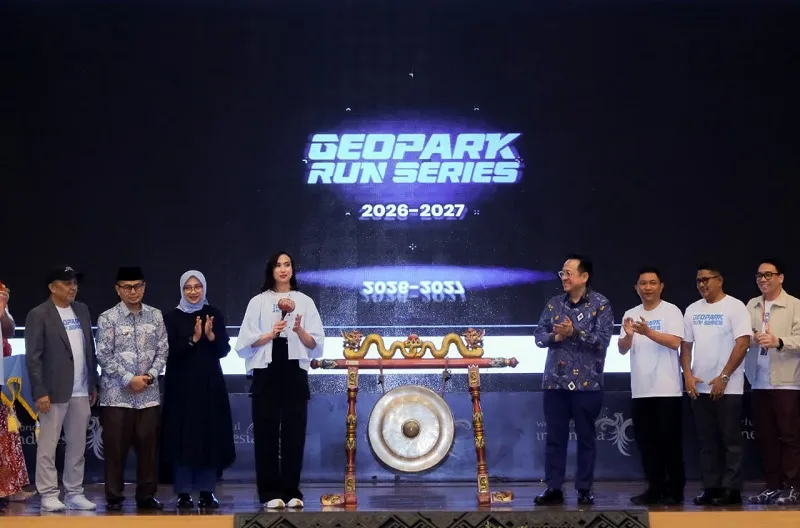Menteri Pariwisata Widiyanti Putri Wardhana “Press Conference & Launching Geopark Run Series” di Jakarta, Jumat (22/5/2026).