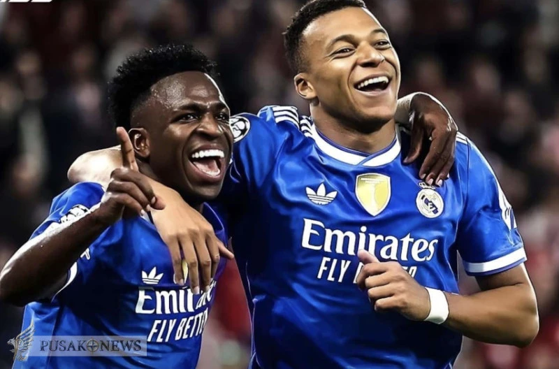 Vinicius Jr (Kiri) dan Kylian Mbappe (Kanan)